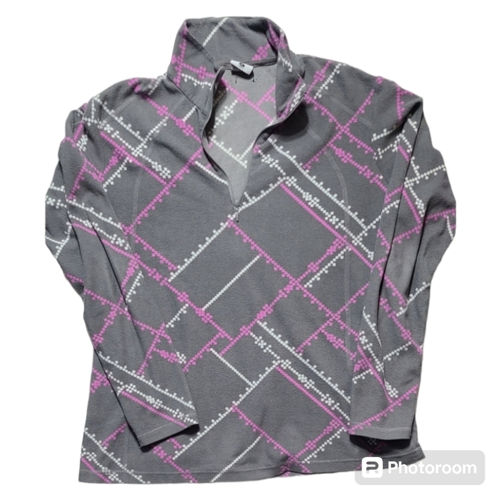 Columbia sportswear XL gray pink‎ white quarter zip lightweight fleece